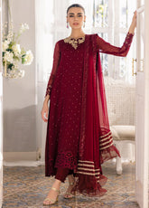 Ensembles By Azure Embroidered Chiffon 3 Piece Unstitched Suit AZU24EF ES-050 GARNET GLAM
